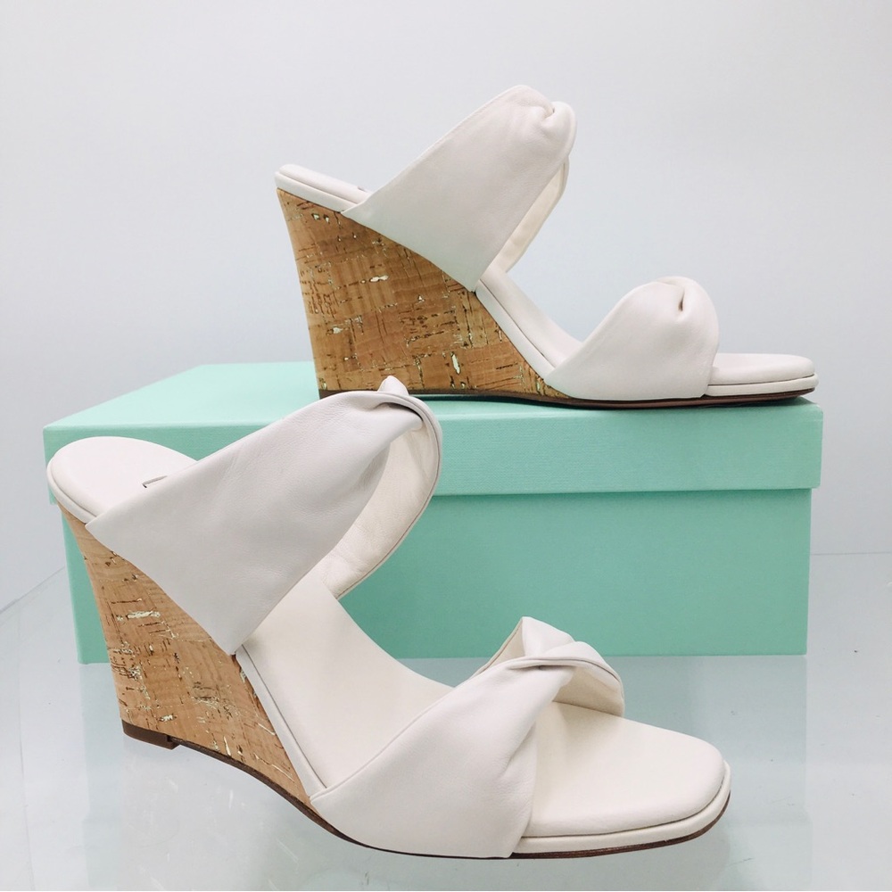 Aquazzura Twist Wedge 85 - White Nappa - Women’s Sandals Size EU 39.5 US 9.5 M